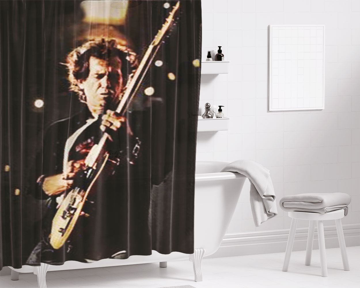 Keith Richards Bathroom Shower Curtain Fabric Waterproof | 66 X 72 Inch