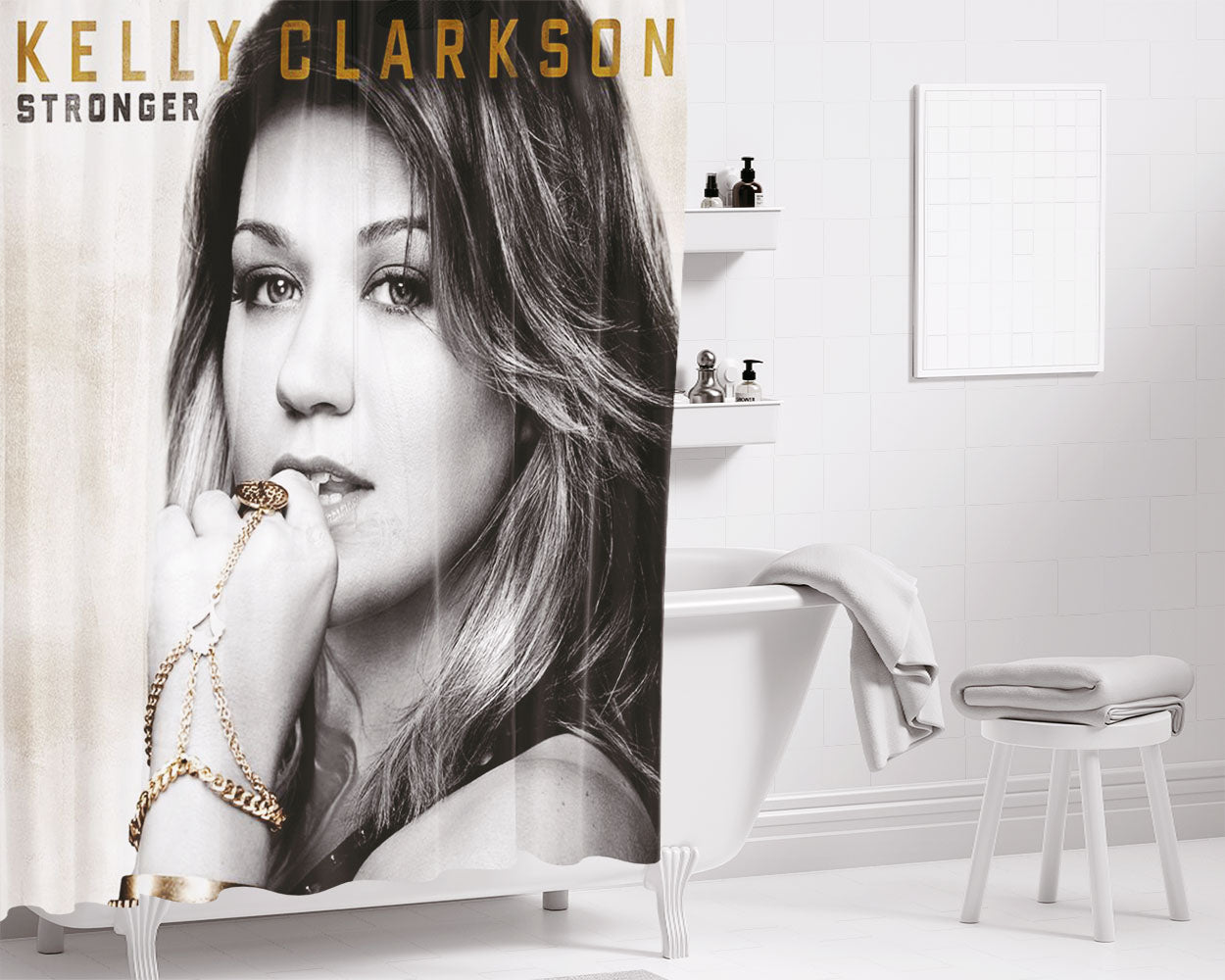Kelly Clarkson Stronger Bathroom Shower Curtain Fabric Waterproof | 66 X 72 Inch