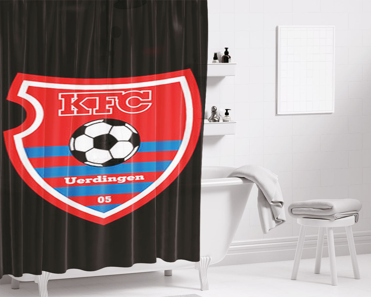 Kfc Uerdingen Logo Black Bathroom Shower Curtain Fabric Waterproof | 66 X 72 Inch