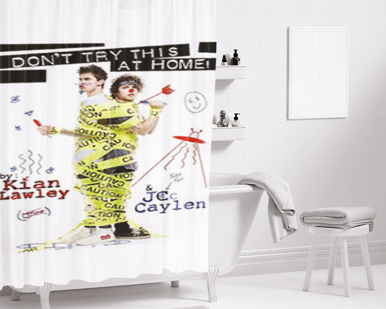 Kian And Jc Don'T Try This At Home Bathroom Shower Curtain Fabric Waterproof | 66 X 72 Inch