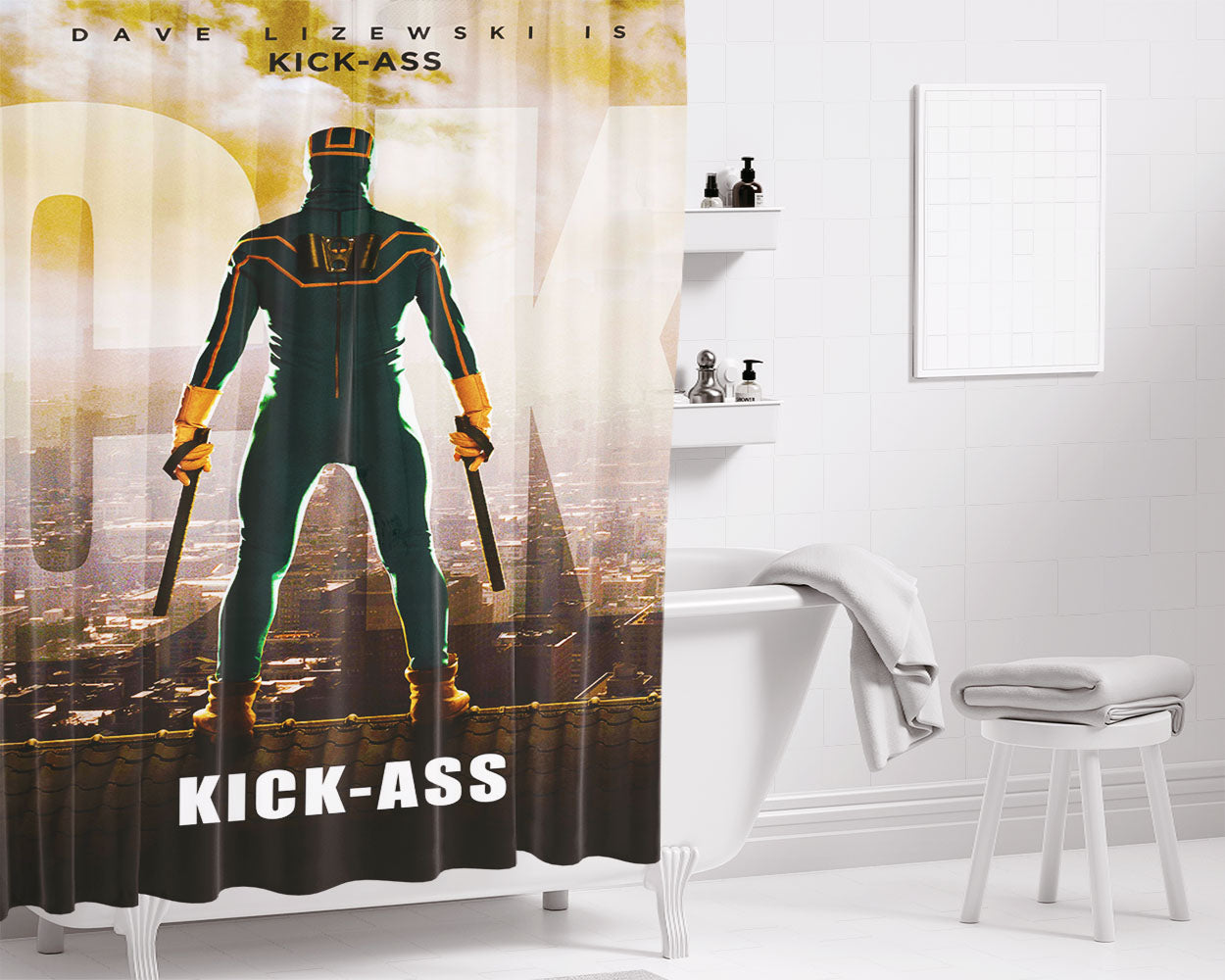 Kick Ass Dave Bathroom Shower Curtain Fabric Waterproof | 66 X 72 Inch