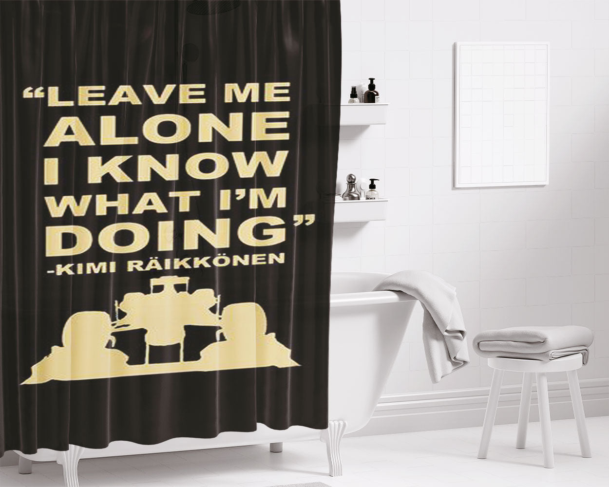 Kimi Raikkonen Leave Me Alone Bathroom Shower Curtain Fabric Waterproof | 66 X 72 Inch