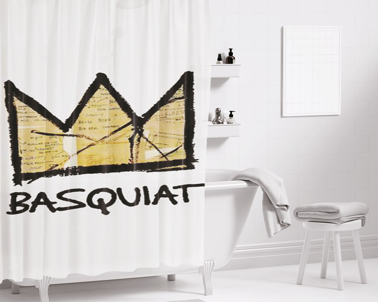 King Basquiat Bathroom Shower Curtain Fabric Waterproof | 66 X 72 Inch