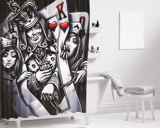 King Card Bathroom Shower Curtain Fabric Waterproof