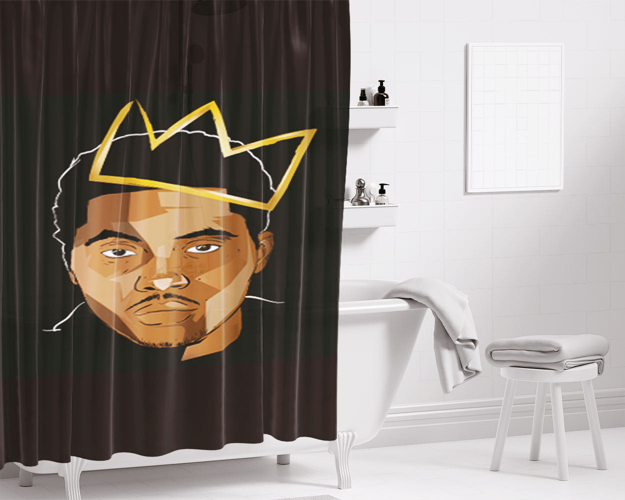 King Nasir Jones Bathroom Shower Curtain Fabric Waterproof | 66 X 72 Inch