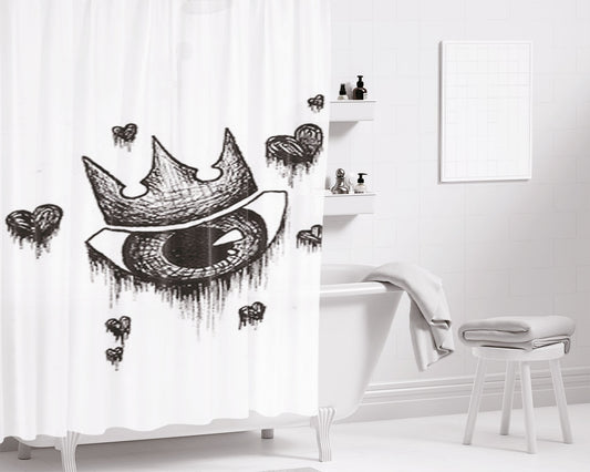 King Of Hearts Bathroom Shower Curtain Fabric Waterproof