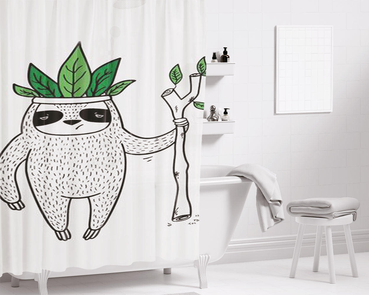 King Of Sloth Bathroom Shower Curtain Fabric Waterproof | 66 X 72 Inch
