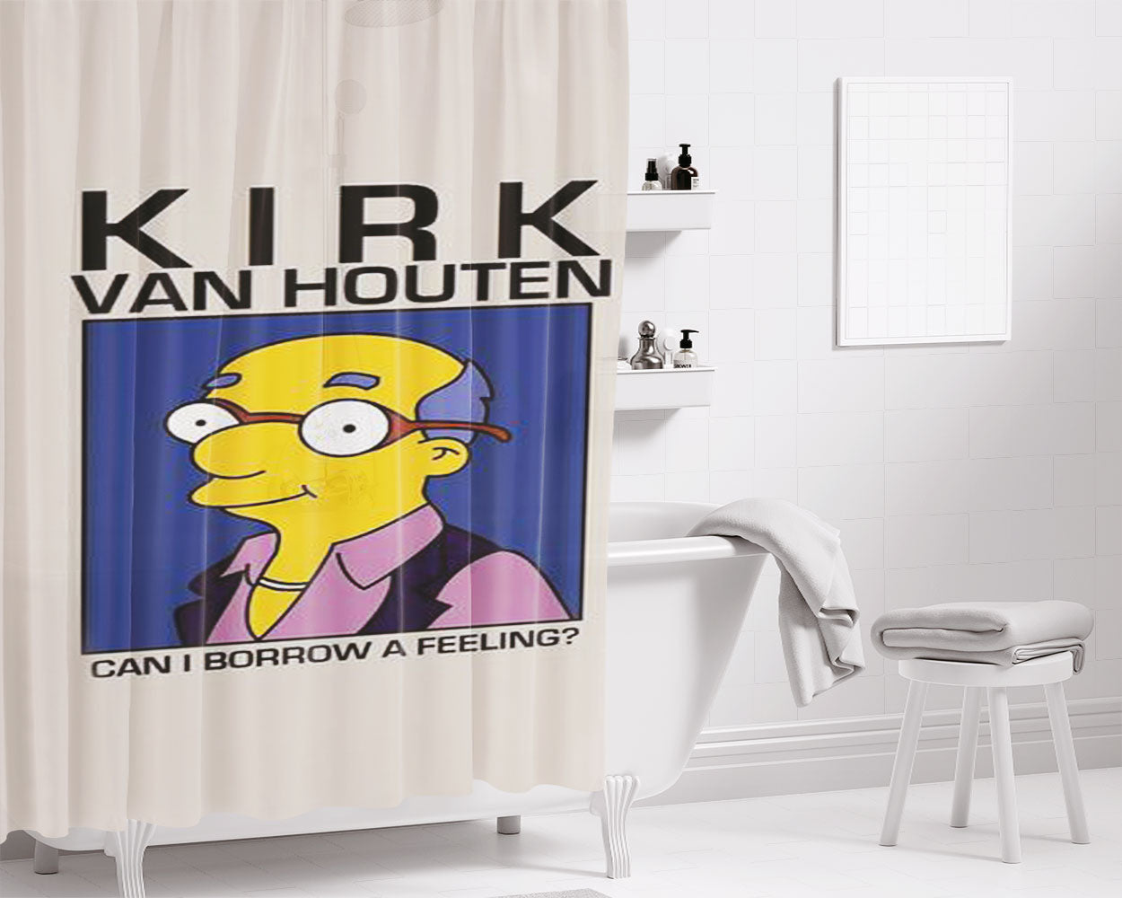 Kirk Van Houten Can I Borrow A Feeling Album Cover Bathroom Shower Curtain Fabric Waterproof | 66 X 72 Inch
