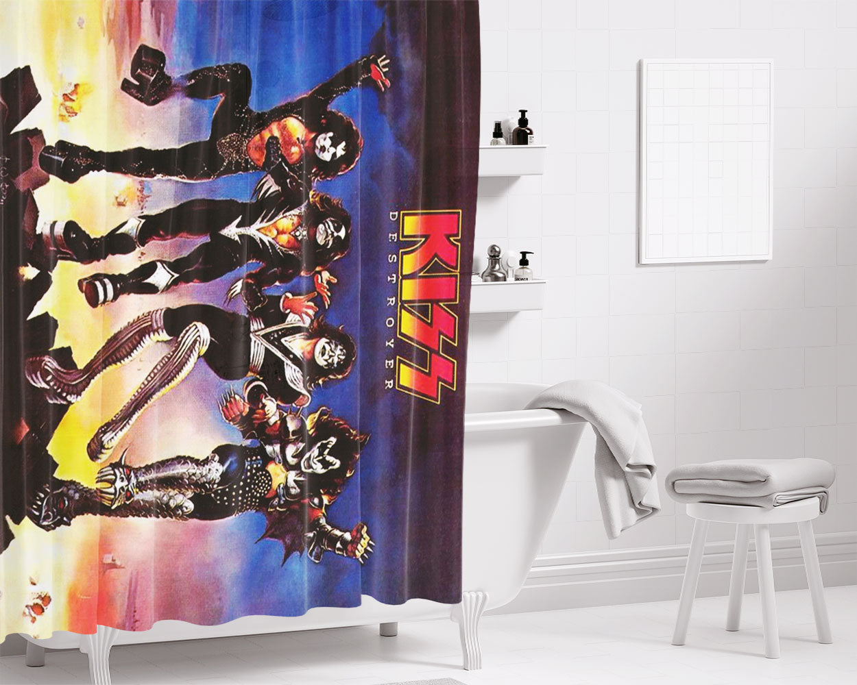 Kiss Bathroom Shower Curtain Fabric Waterproof | 66 X 72 Inch