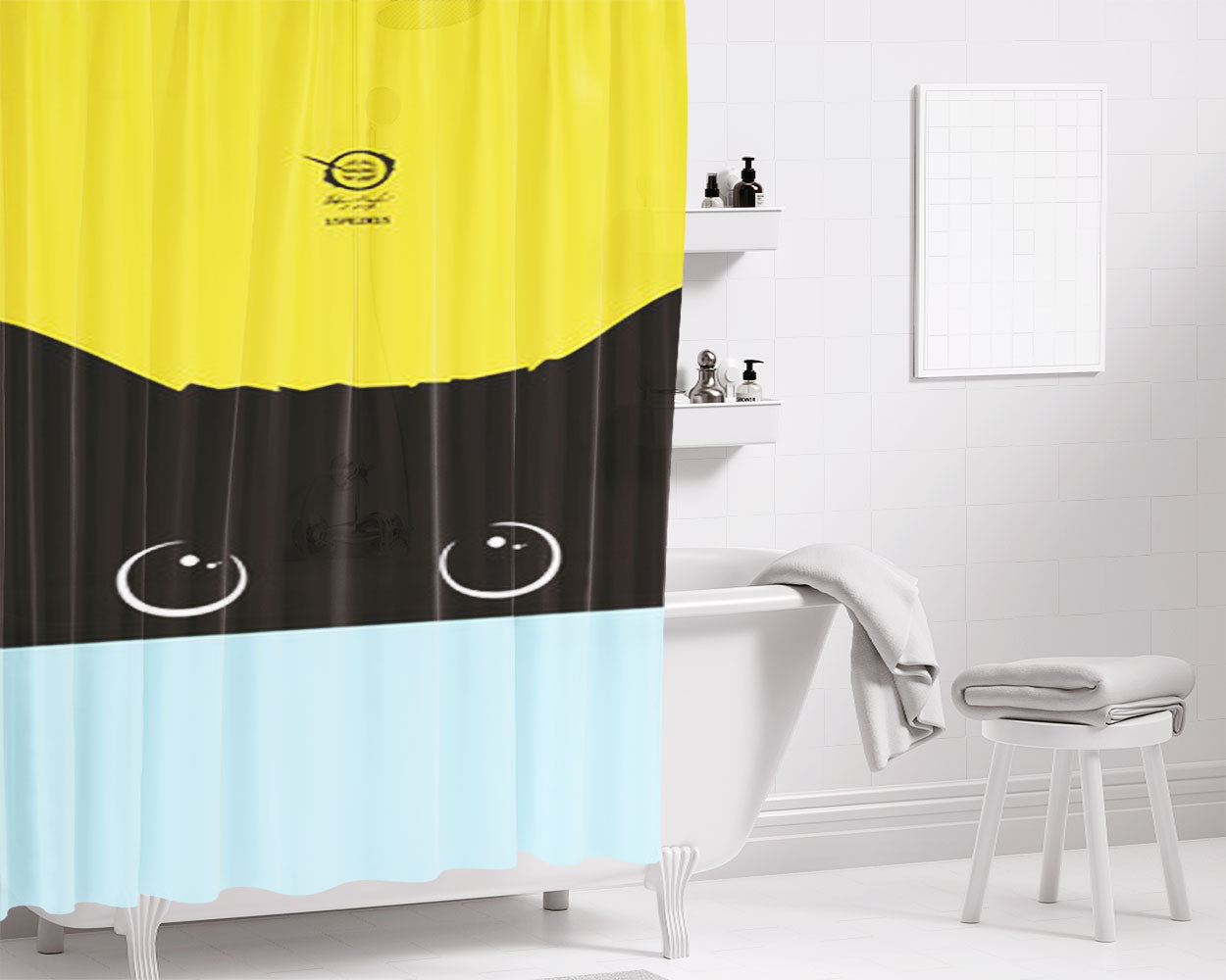 Kitty Vector Bathroom Shower Curtain Fabric Waterproof | 66 X 72 Inch