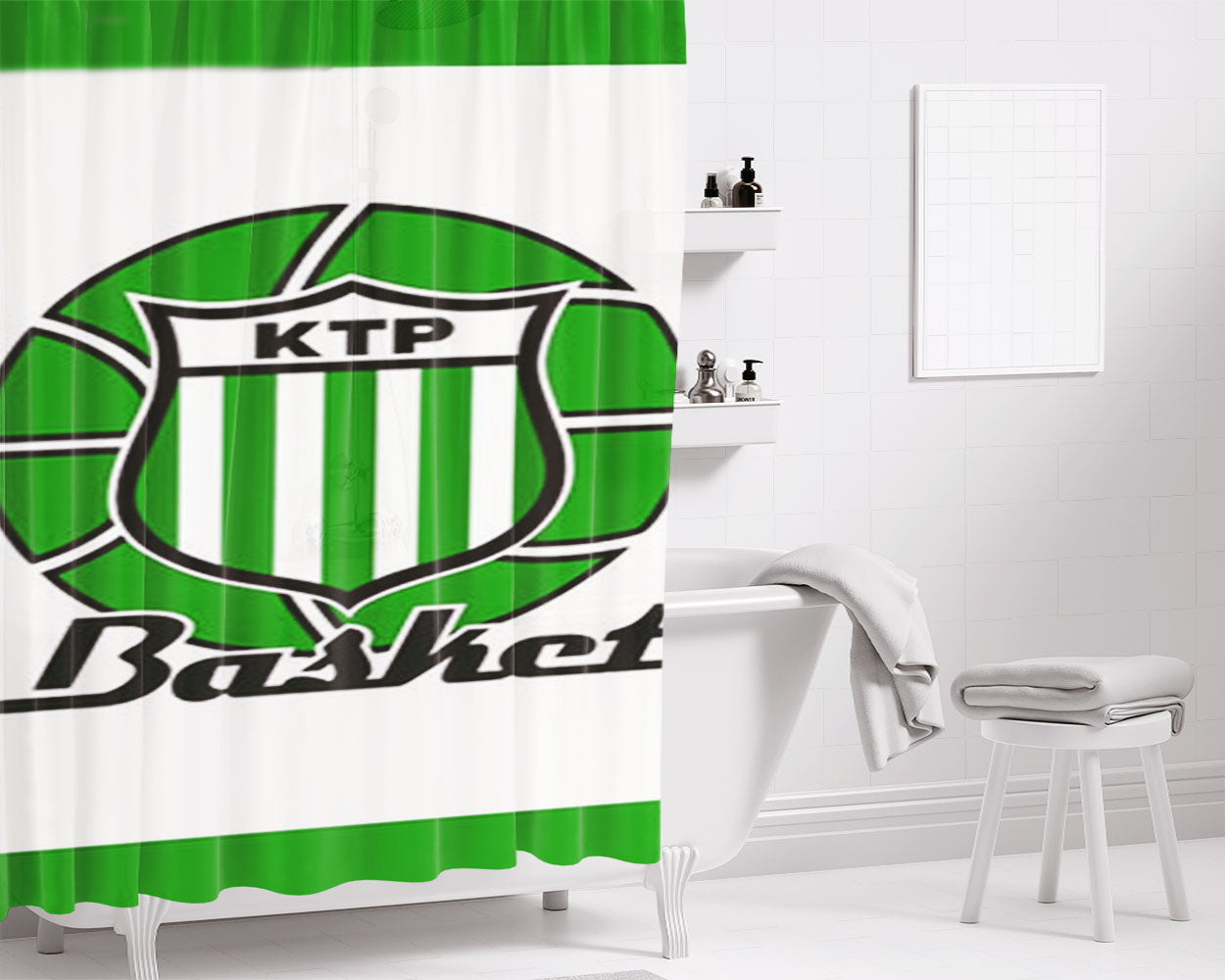 Ktp Basket Bathroom Shower Curtain Fabric Waterproof | 66 X 72 Inch