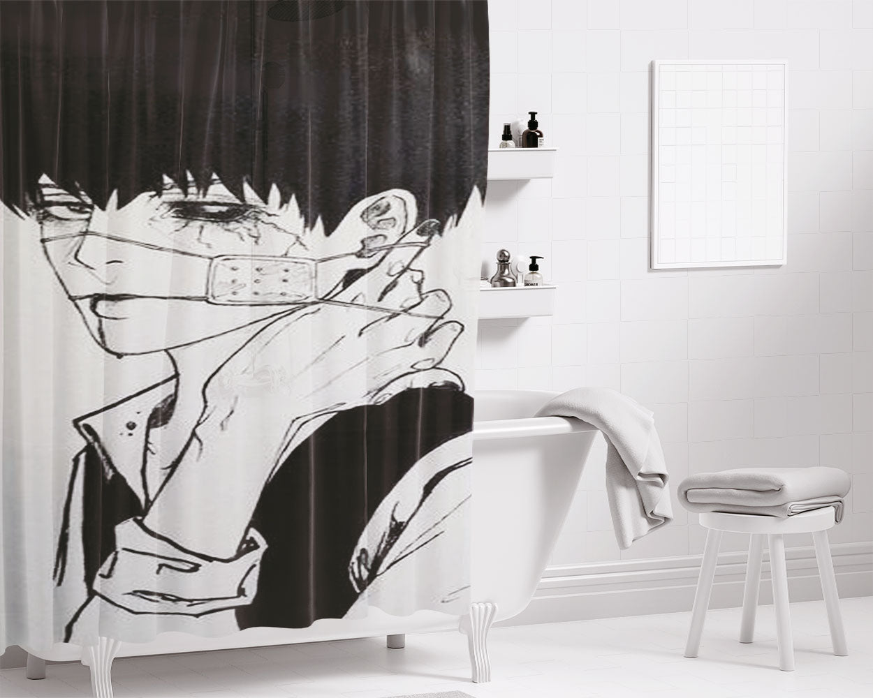 Kuroneki Bathroom Shower Curtain Fabric Waterproof | 66 X 72 Inch