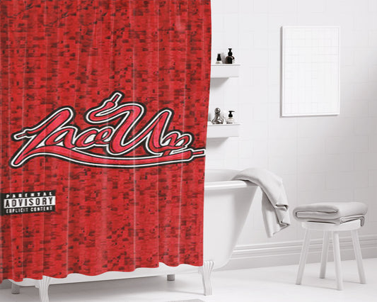 Lace Up Red Bathroom Shower Curtain Fabric Waterproof | 66 X 72 Inch