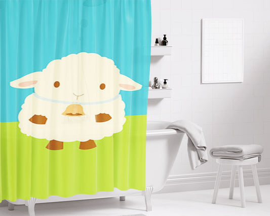 Lamb And Cross Clip Art Bathroom Shower Curtain Fabric Waterproof | 66 X 72 Inch