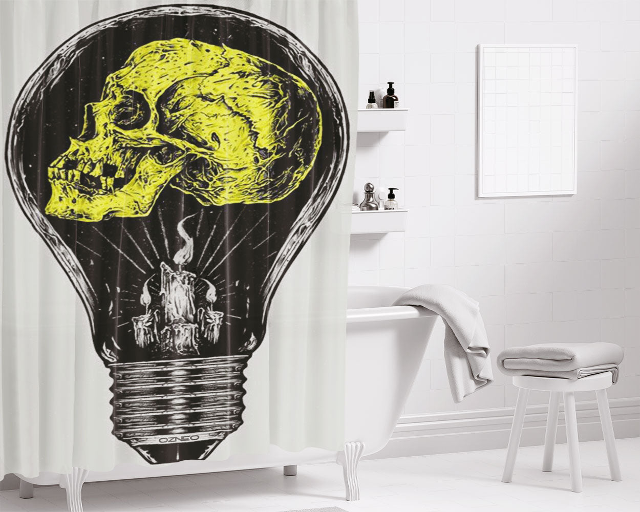 Lamp Mural Skull Accid Bathroom Shower Curtain Fabric Waterproof | 66 X 72 Inch
