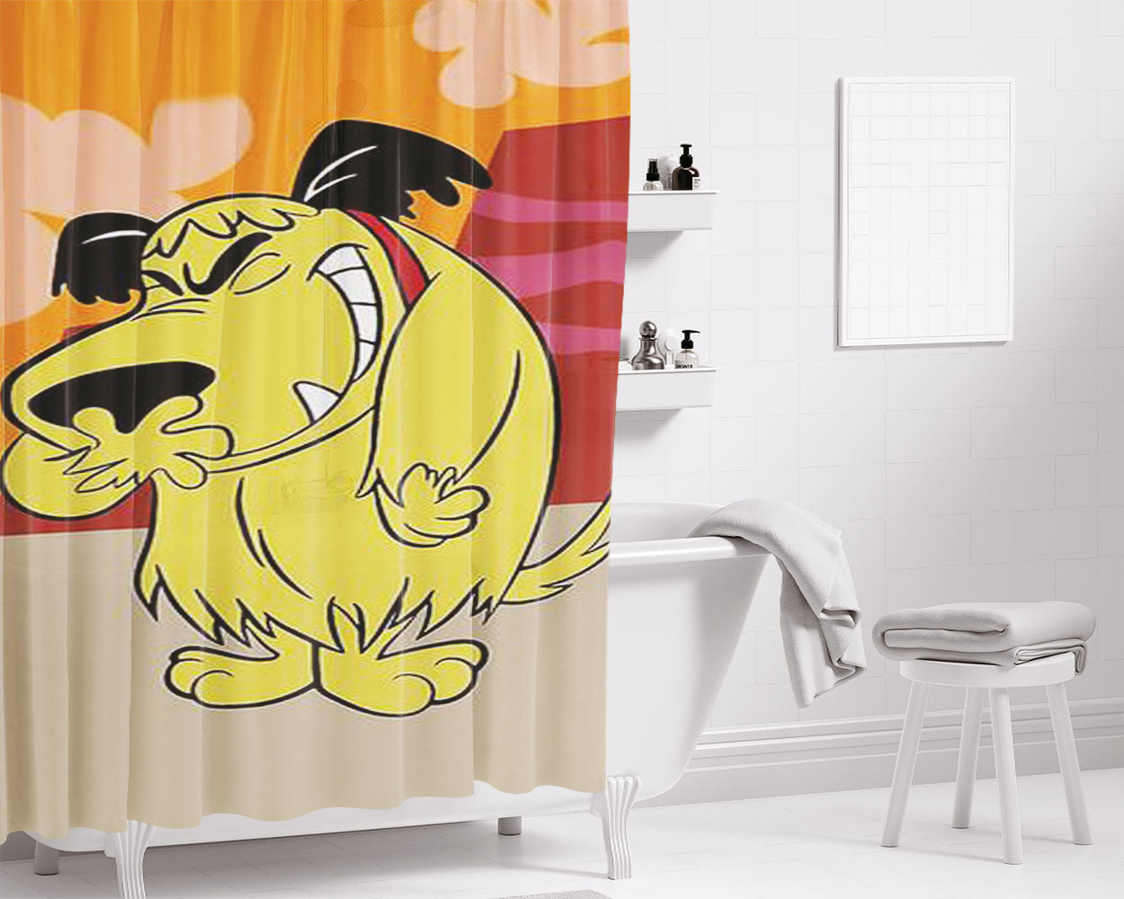 Laughing Muttley Bathroom Shower Curtain Fabric Waterproof | 66 X 72 Inch