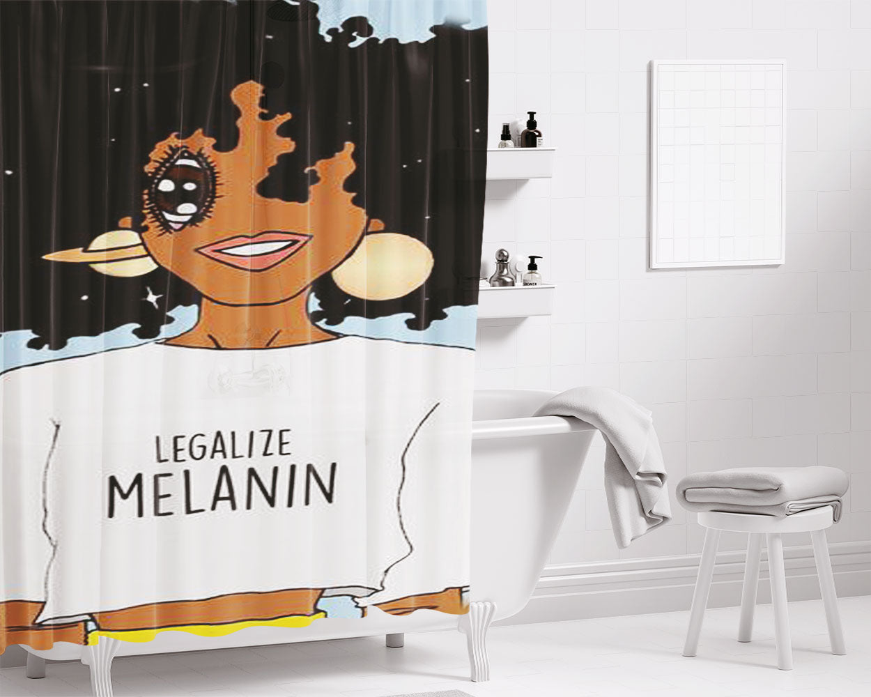 Legalize Melanin O Aba Bathroom Shower Curtain Fabric Waterproof | 66 X 72 Inch