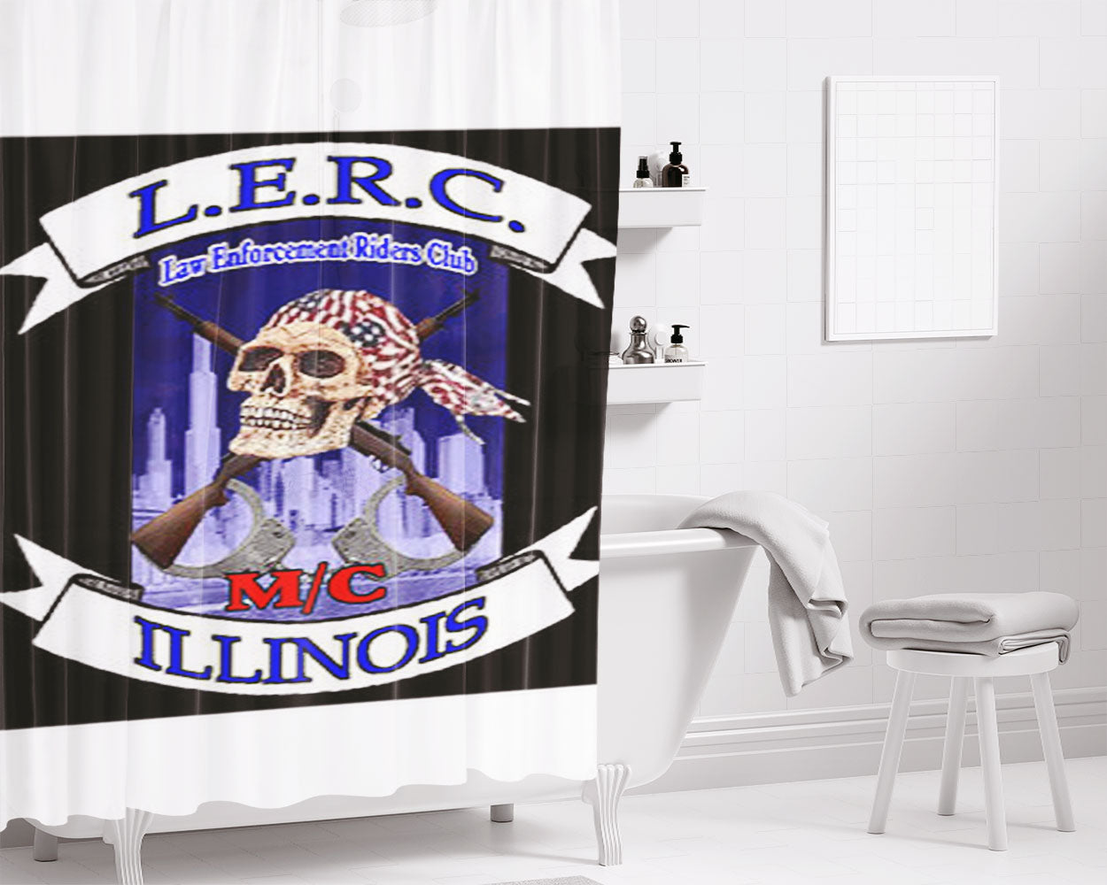 Lers Illinois Bathroom Shower Curtain Fabric Waterproof | 66 X 72 Inch