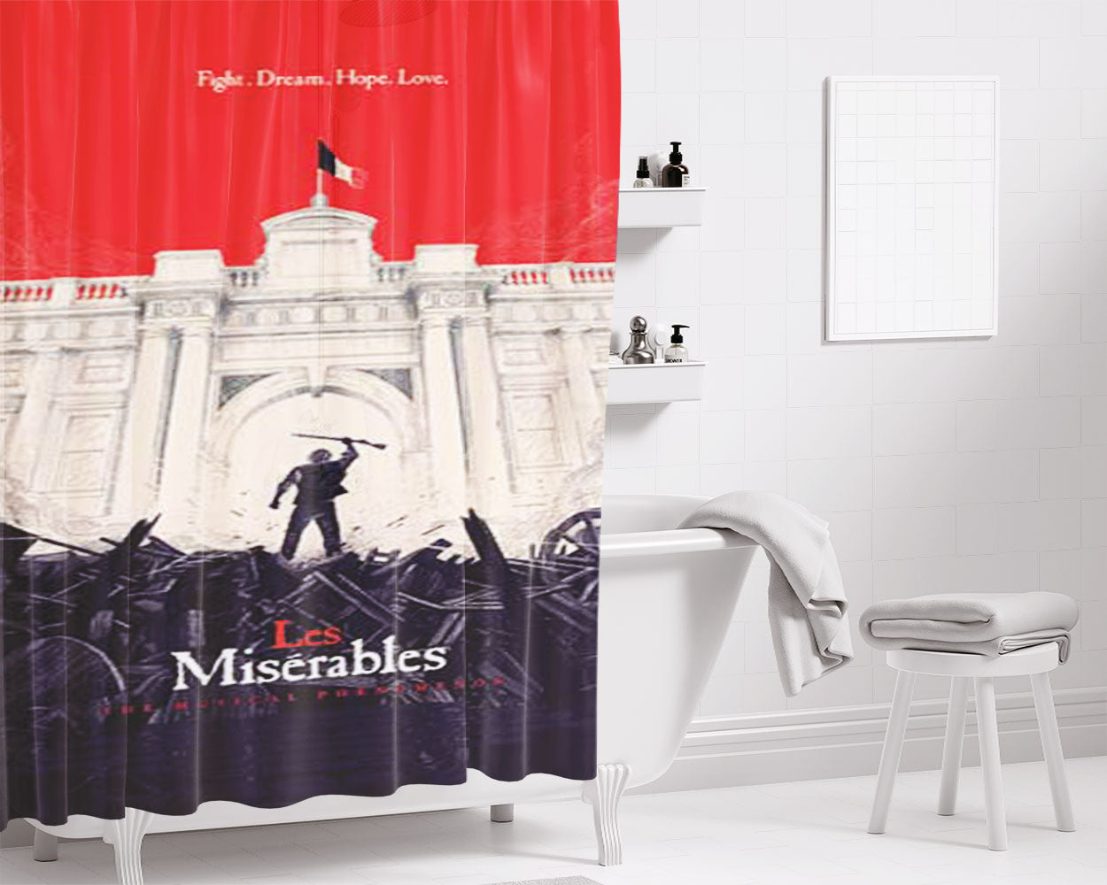Les Miserables Building Cover Bathroom Shower Curtain Fabric Waterproof | 66 X 72 Inch