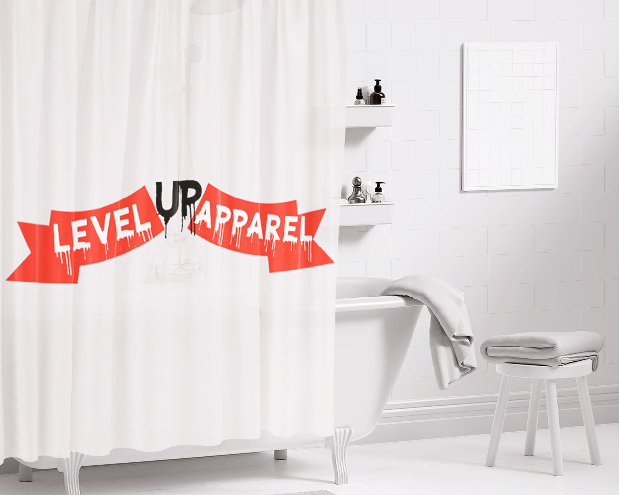 Level Up Apparel Bathroom Shower Curtain Fabric Waterproof | 66 X 72 Inch