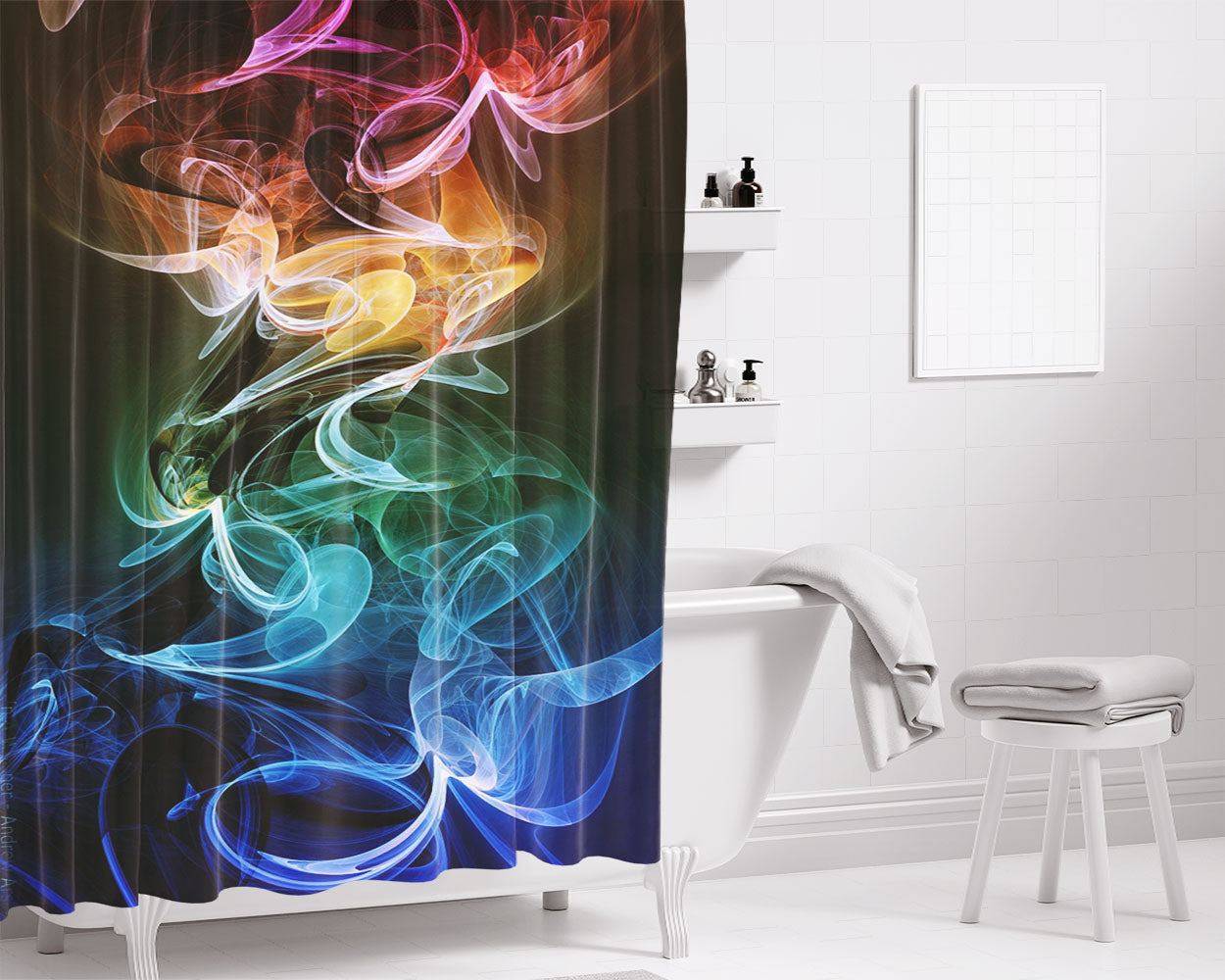 Light Smoke Bathroom Shower Curtain Fabric Waterproof | 66 X 72 Inch