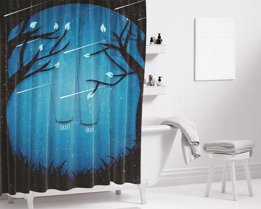 Light The Moon Bathroom Shower Curtain Fabric Waterproof | 66 X 72 Inch