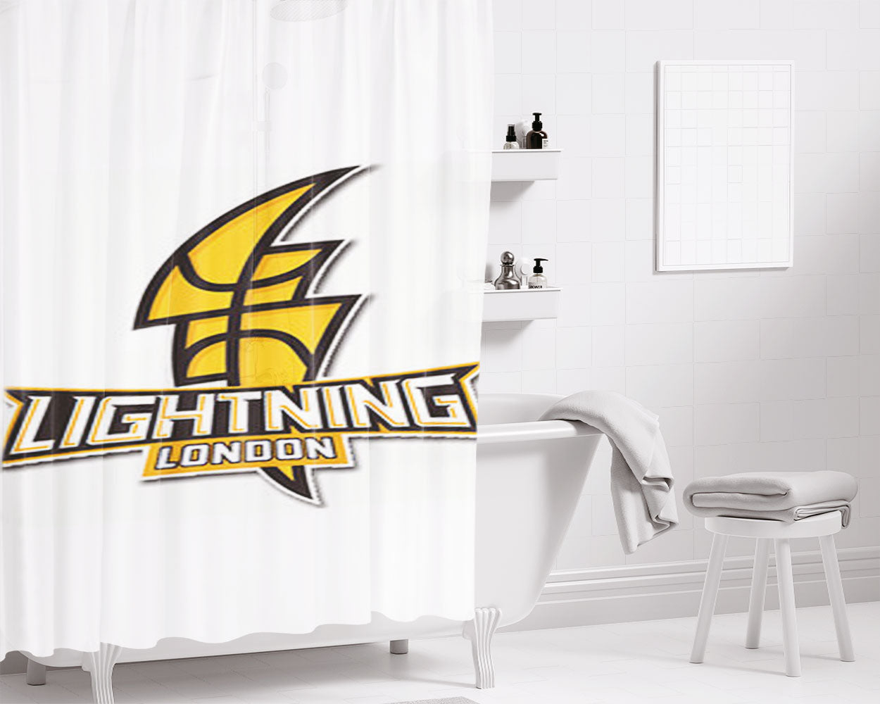 Lightning London Logo Bathroom Shower Curtain Fabric Waterproof | 66 X 72 Inch