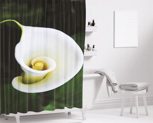 Lily Curl Bathroom Shower Curtain Fabric Waterproof | 66 X 72 Inch