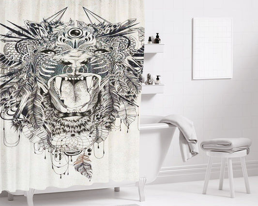 Lion Mistake Bathroom Shower Curtain Fabric Waterproof | 66 X 72 Inch