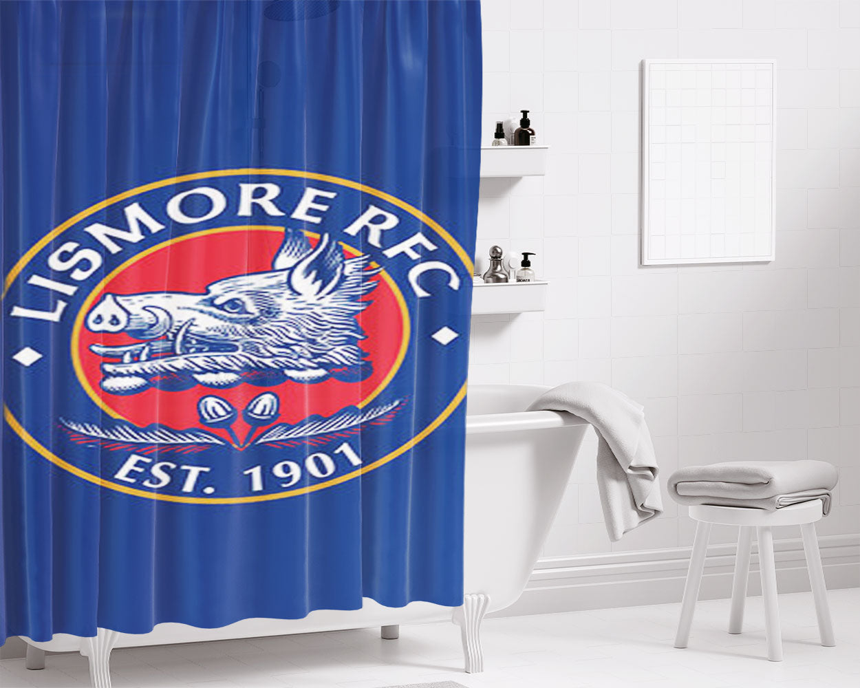 Lismore Rfc Logo Bathroom Shower Curtain Fabric Waterproof | 66 X 72 Inch