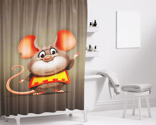 Little Mouse Rodent Bathroom Shower Curtain Fabric Waterproof | 66 X 72 Inch