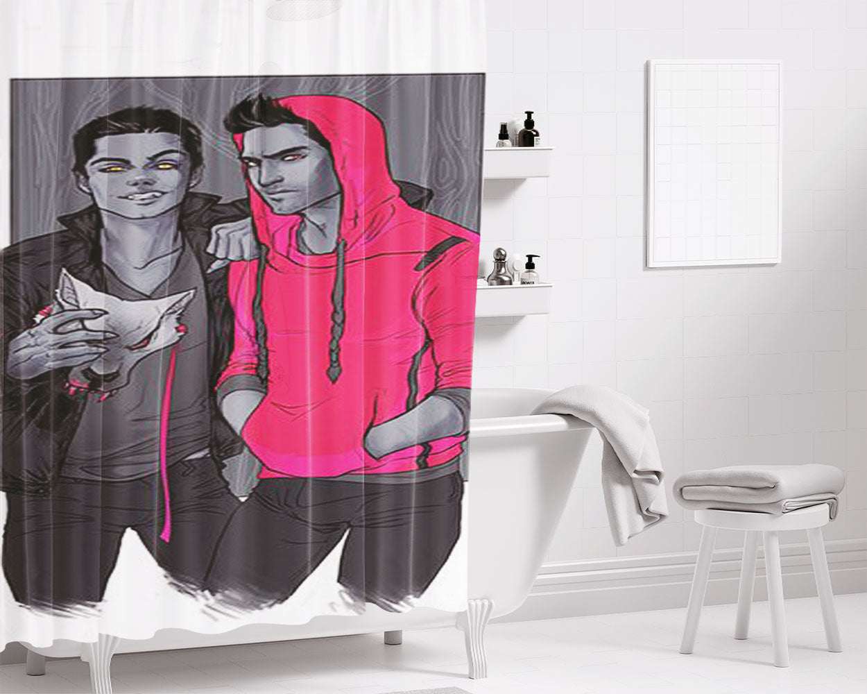 Little Red Has Pointy Teeth Bathroom Shower Curtain Fabric Waterproof | 66 X 72 Inch