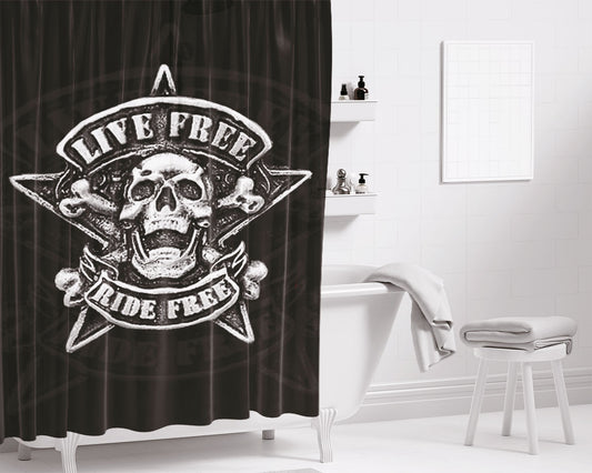 Live Free Ride Free Logo Bathroom Shower Curtain Fabric Waterproof | 66 X 72 Inch