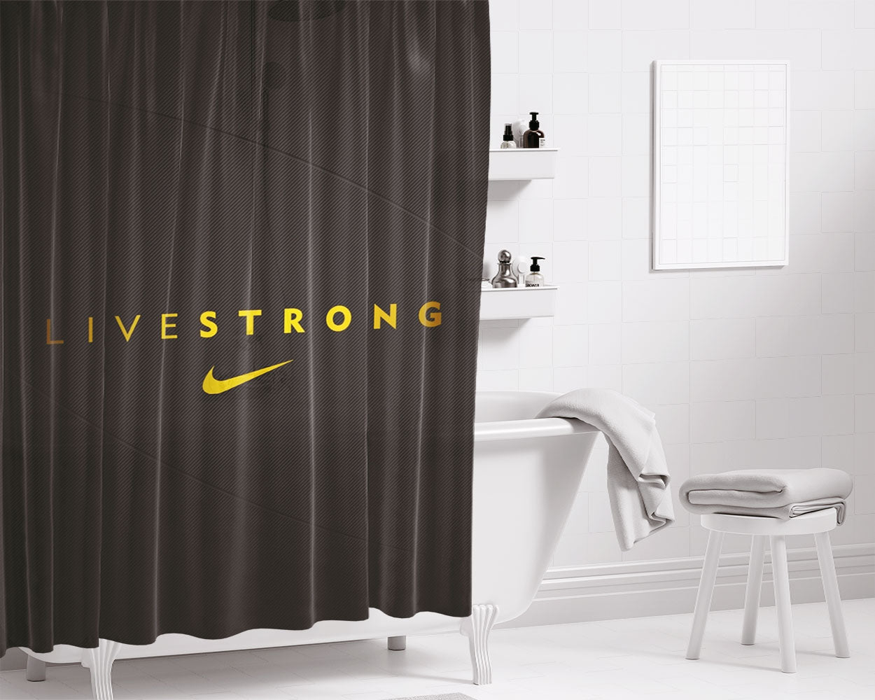 Live Strong Bathroom Shower Curtain Fabric Waterproof | 66 X 72 Inch