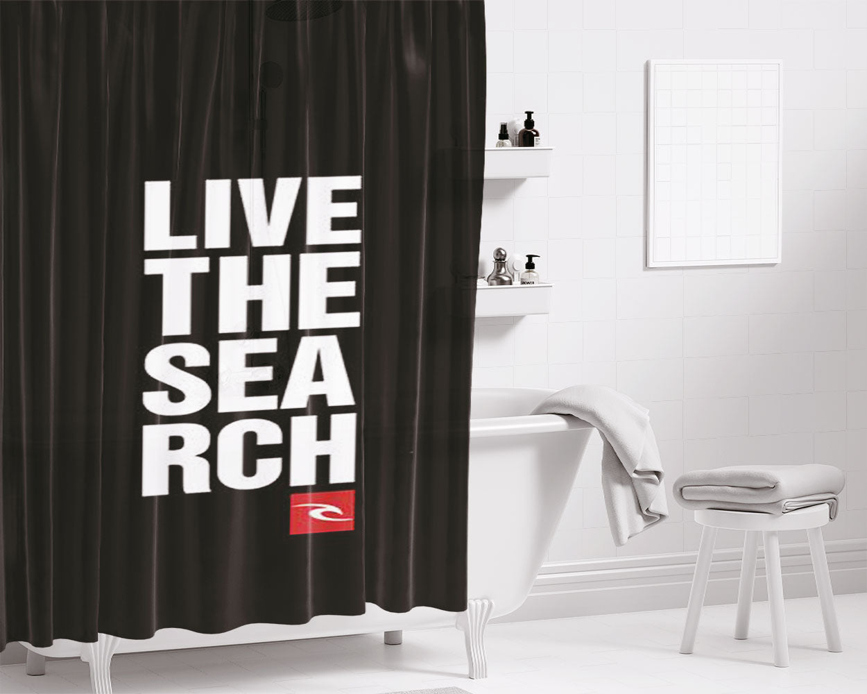 Live The Search Ripcurl Bathroom Shower Curtain Fabric Waterproof | 66 X 72 Inch