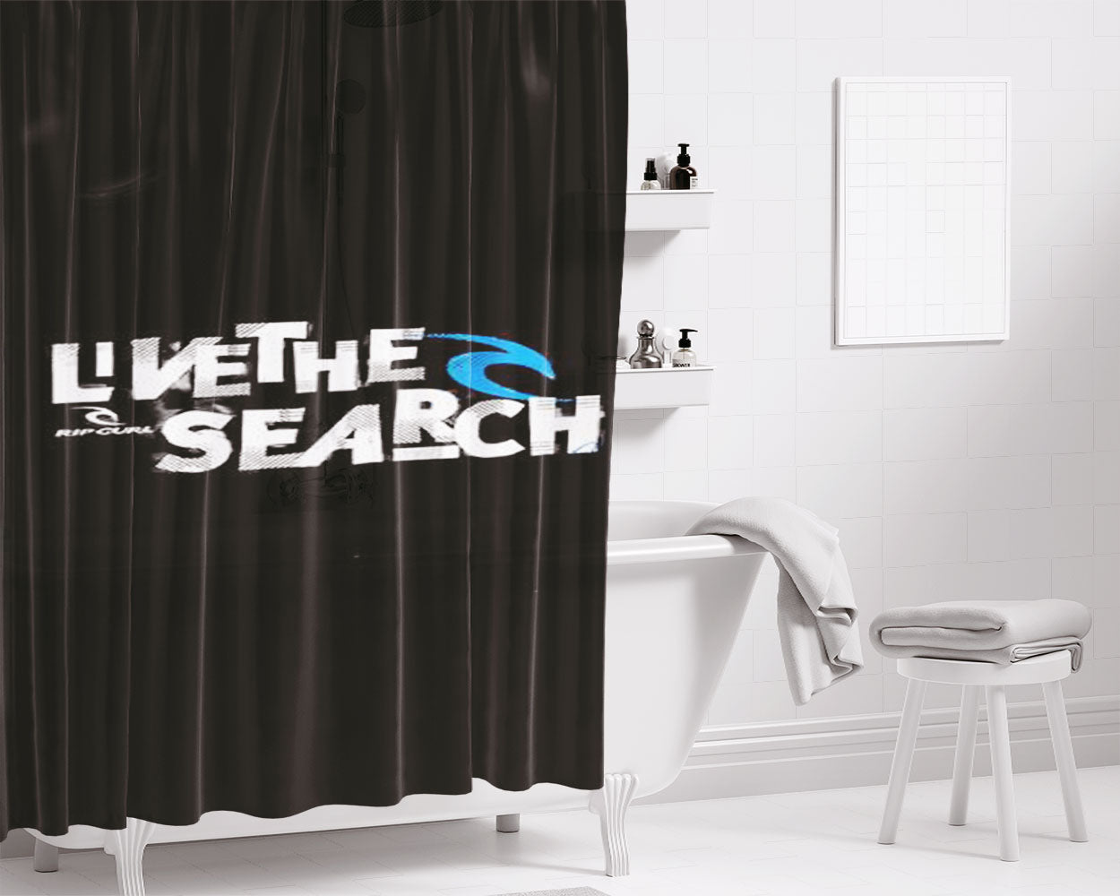 Live The Search Bathroom Shower Curtain Fabric Waterproof | 66 X 72 Inch