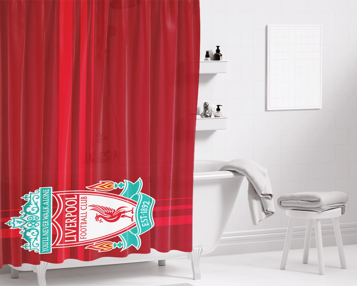 Liverpoll Logo Bathroom Shower Curtain Fabric Waterproof | 66 X 72 Inch