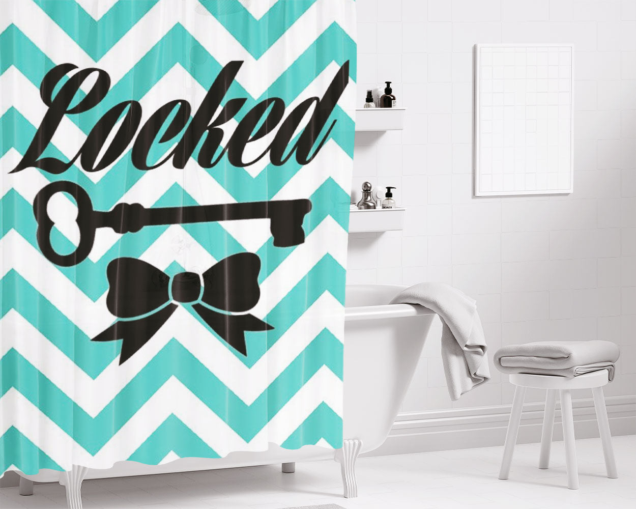 Locked Patties Bathroom Shower Curtain Fabric Waterproof | 66 X 72 Inch