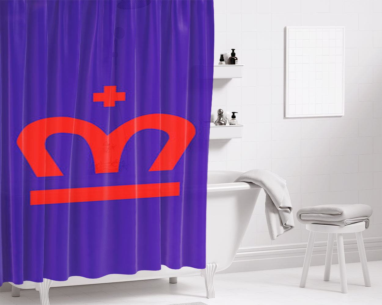 London Monarchs Logo Blue Bathroom Shower Curtain Fabric Waterproof | 66 X 72 Inch