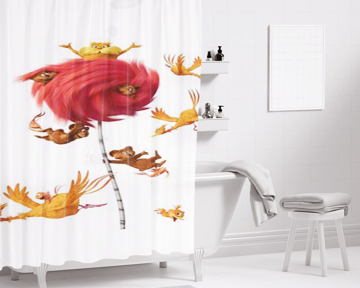 Lorax Plant Bathroom Shower Curtain Fabric Waterproof | 66 X 72 Inch
