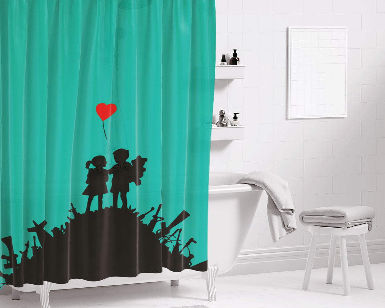 Love Hurts Bathroom Shower Curtain Fabric Waterproof | 66 X 72 Inch
