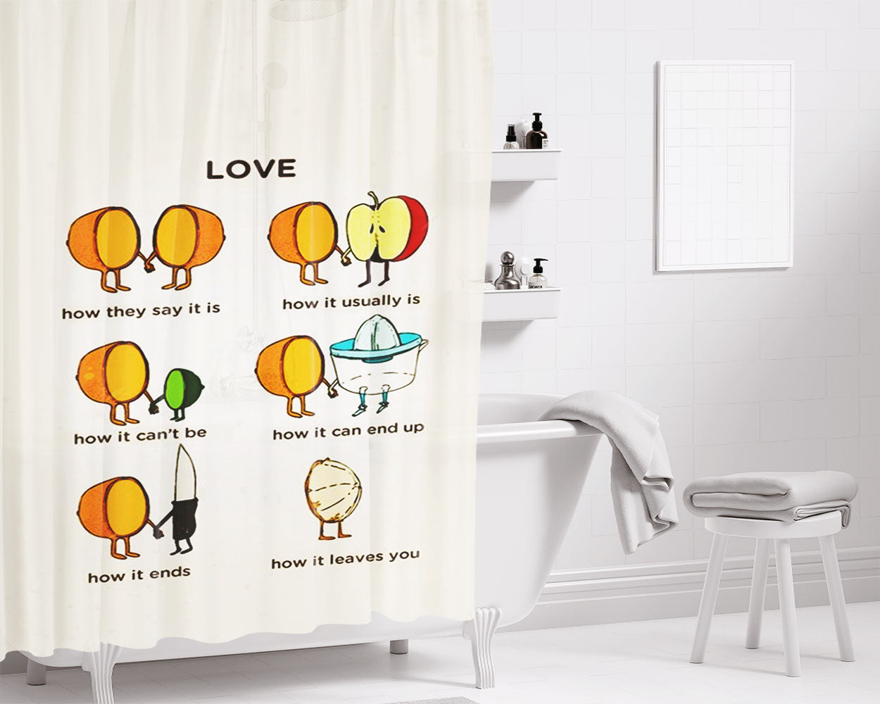 Love Red Candies Bathroom Shower Curtain Fabric Waterproof | 66 X 72 Inch