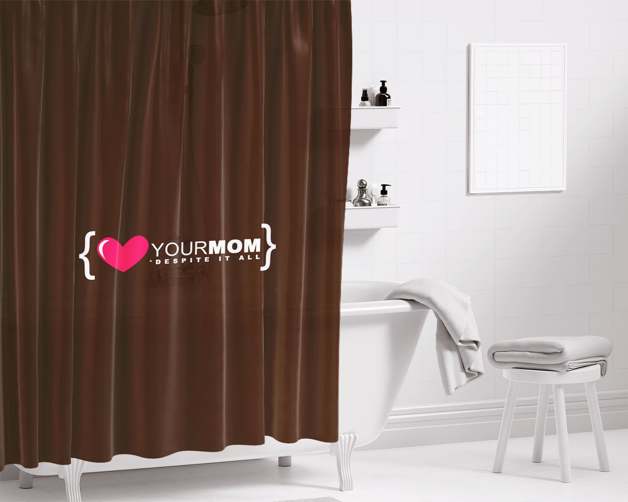 Love Typography Bathroom Shower Curtain Fabric Waterproof | 66 X 72 Inch