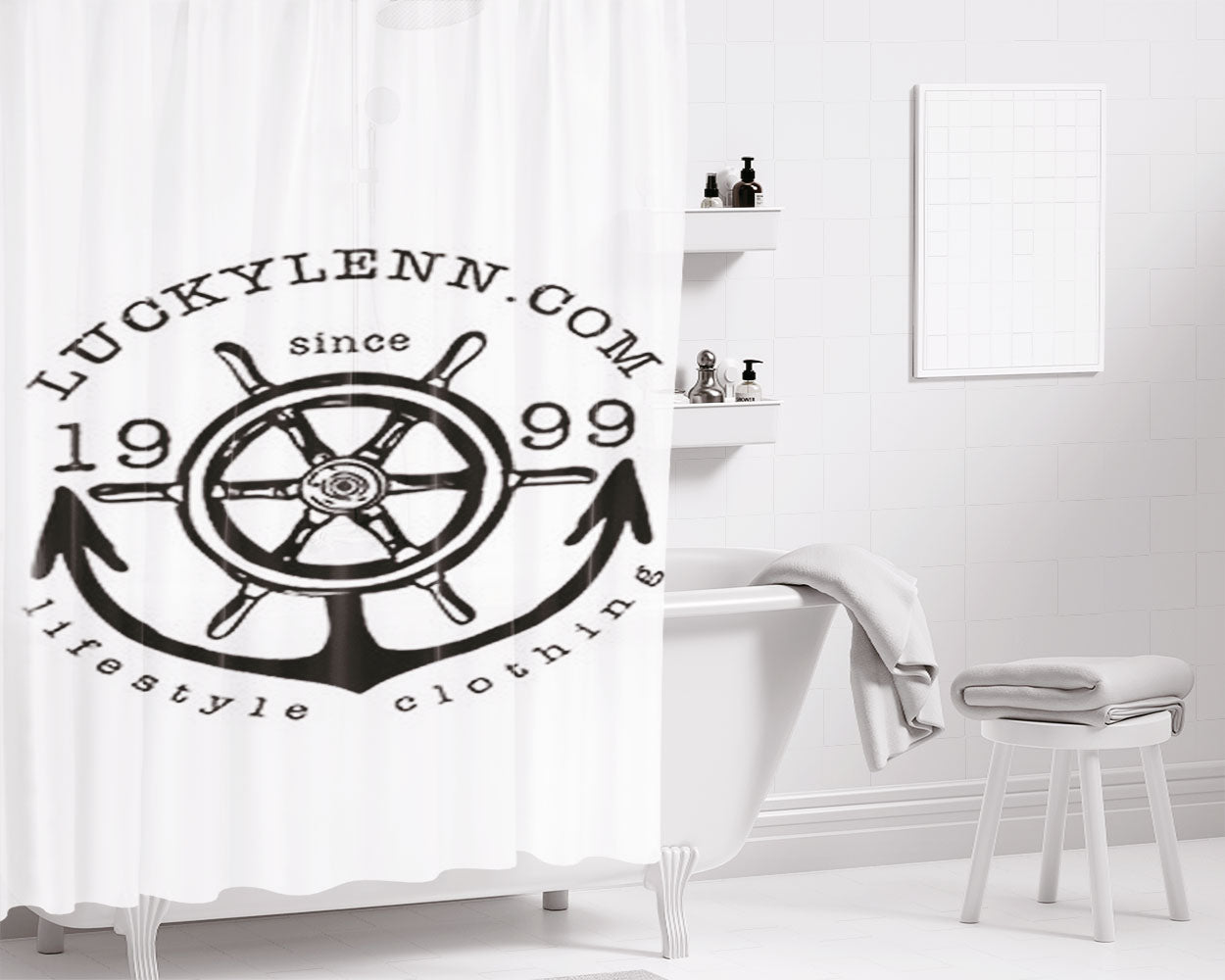 Luckylenn Logos Bathroom Shower Curtain Fabric Waterproof | 66 X 72 Inch