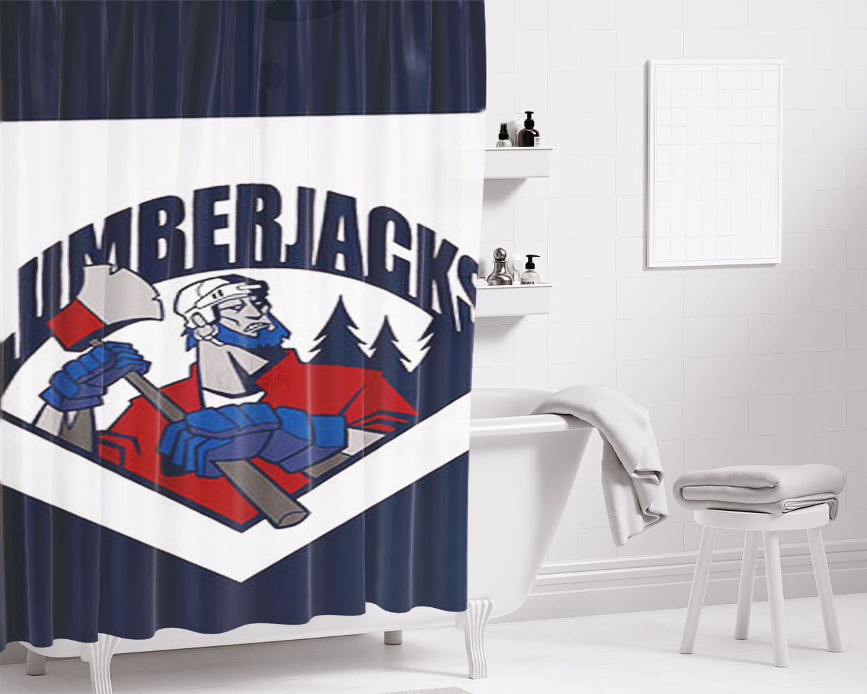 Lumberjacks Bathroom Shower Curtain Fabric Waterproof | 66 X 72 Inch