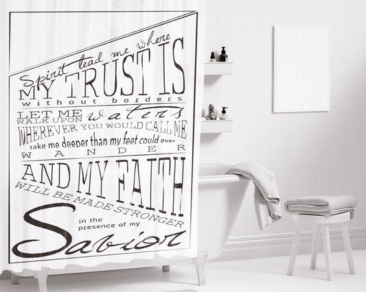 Lyrics From Oceans By Hillsong Bathroom Shower Curtain Fabric Waterproof | 66 X 72 Inch