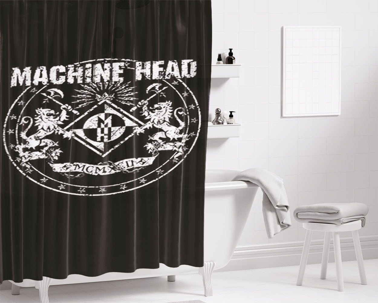 Machine Head Bathroom Shower Curtain Fabric Waterproof | 66 X 72 Inch