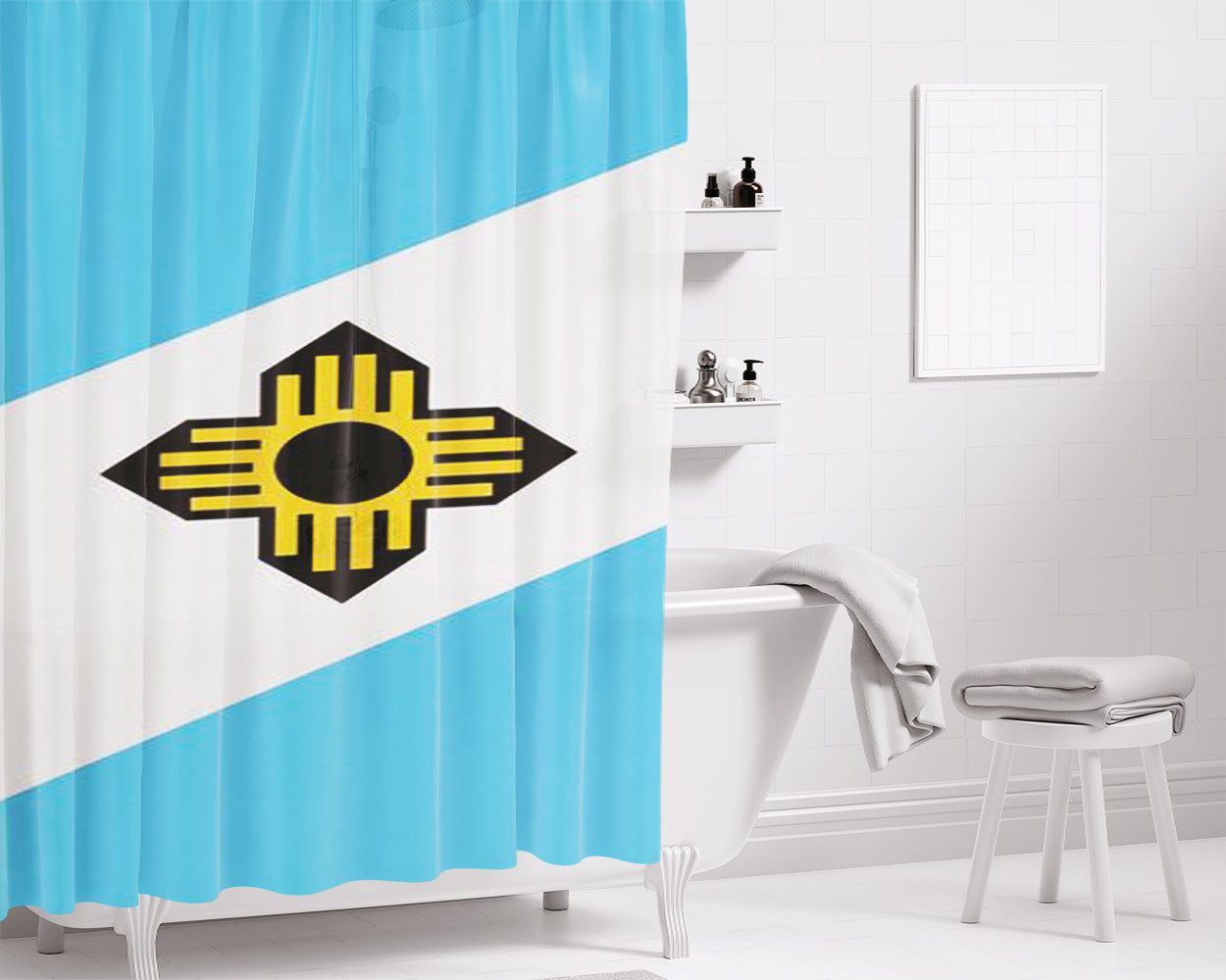 Madison Flag Bathroom Shower Curtain Fabric Waterproof | 66 X 72 Inch