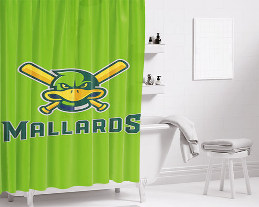 Madison Mallards Basball Logo Green Bathroom Shower Curtain Fabric Waterproof | 66 X 72 Inch