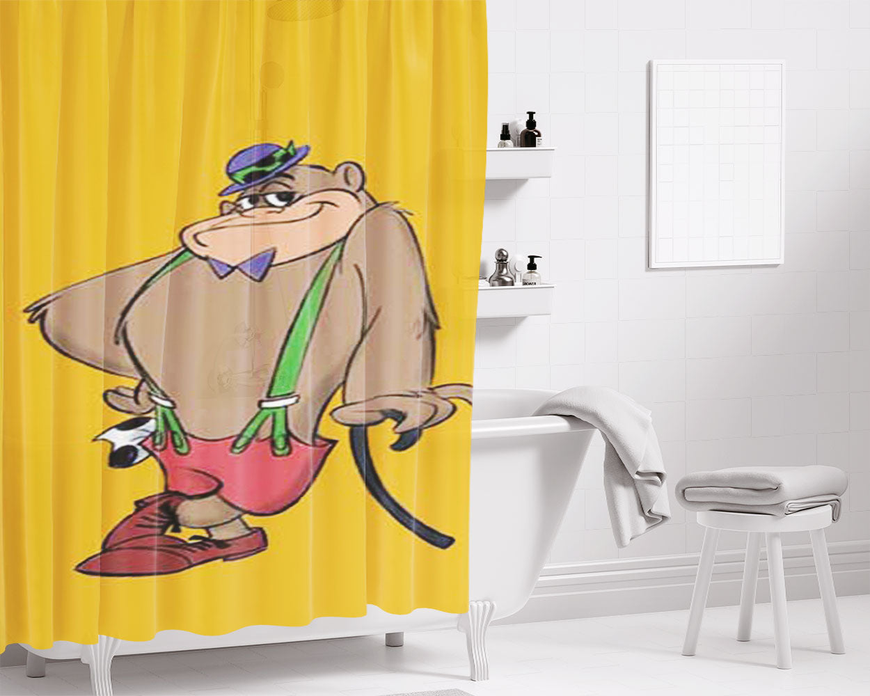 Magilla Gorilla Orange Bathroom Shower Curtain Fabric Waterproof | 66 X 72 Inch